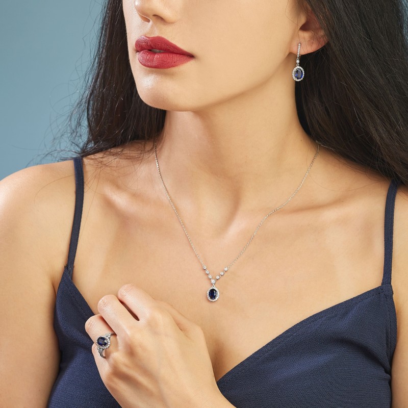 8.17 Karat Safir Taşlı Pırlanta Set