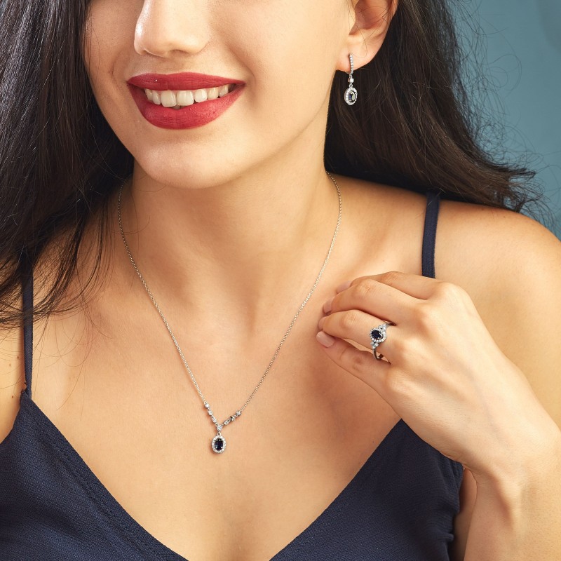 3.45 Karat Safir Taşlı Pırlanta Set