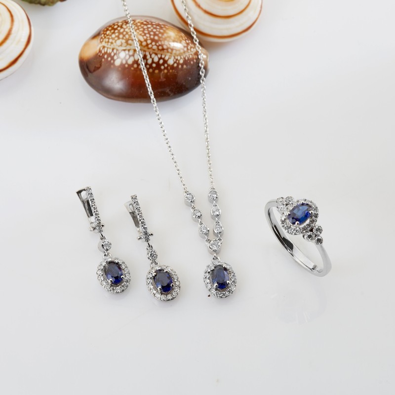 3.45 Karat Safir Taşlı Pırlanta Set