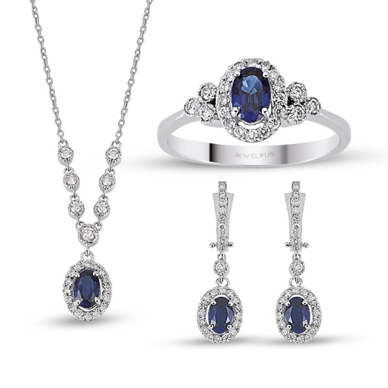3.45 Karat Safir Taşlı Pırlanta Set