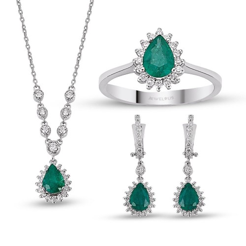3.61 Karat Zümrüt Taşlı Pırlanta Set