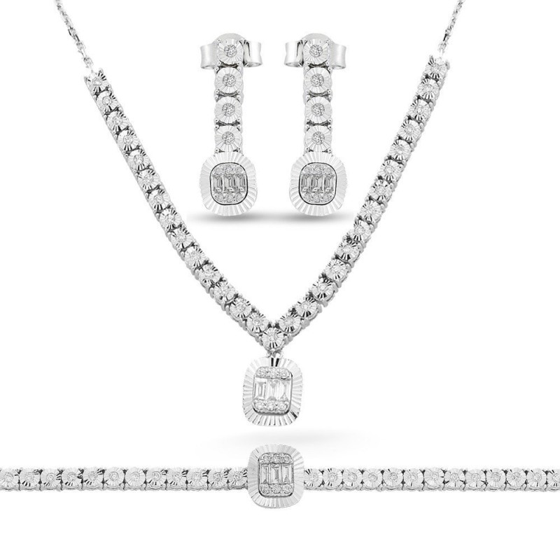 1.26 Karat Baget Pırlanta Zincirli Set