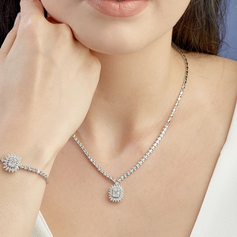 6.91 Karat Baget Pırlanta Gerdanlık Set