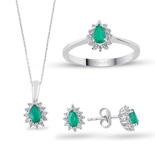 1.13 Karat Zümrüt Taşlı Pırlanta Set