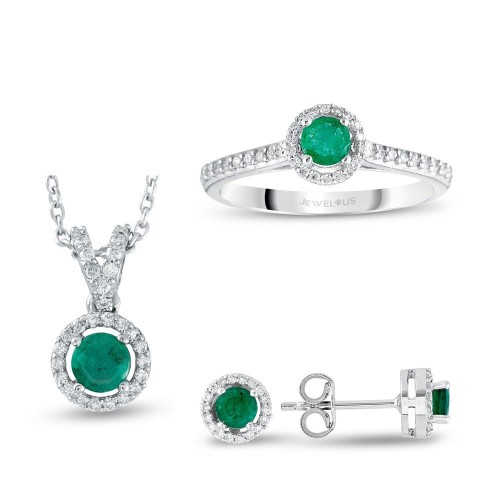1.29 Karat Zümrüt Taşlı Pırlanta Set