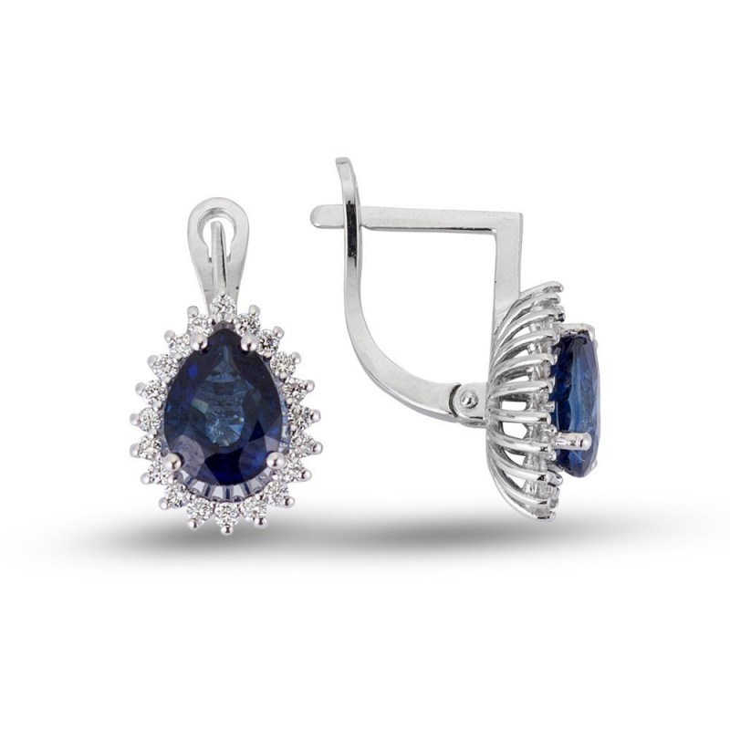 3.58 Karat Safir Taşlı Pırlanta Küpe