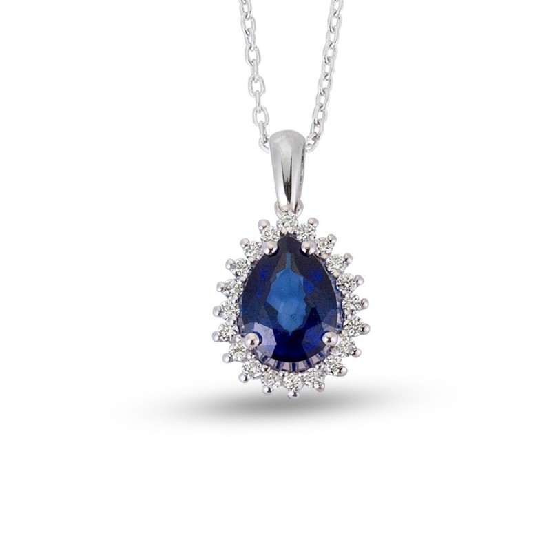 1.76 Karat Safir Taşlı Pırlanta Kolye