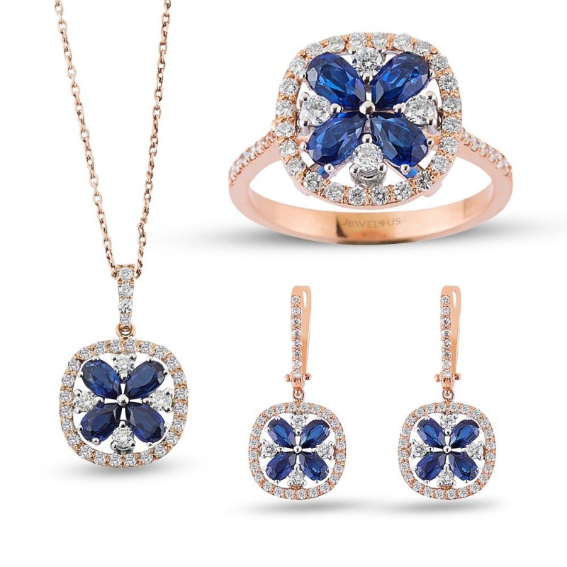 6.76 Karat Safir Taşlı Pırlanta Set