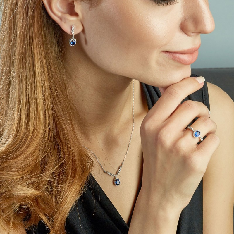 4.67 Karat Safir Taşlı Pırlanta Set