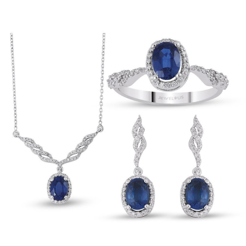 4.67 Karat Safir Taşlı Pırlanta Set