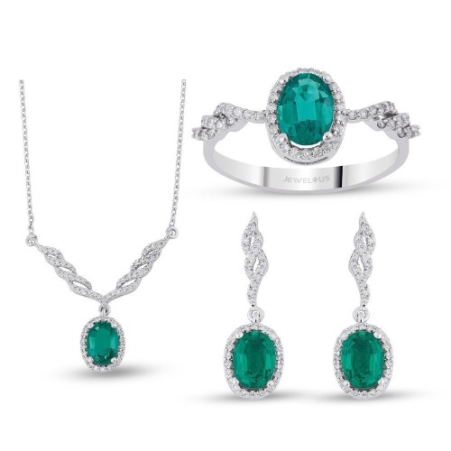 3.64 Karat Zümrüt Taşlı Pırlanta Set