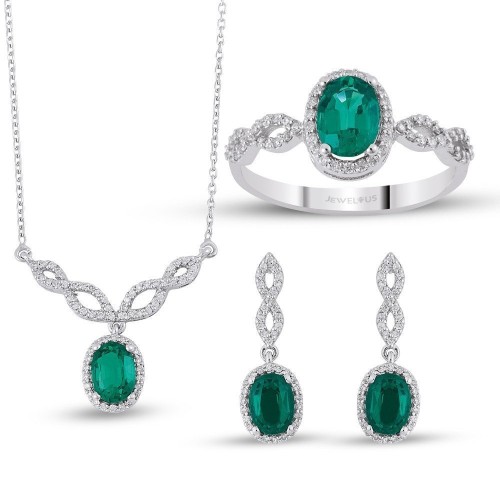 3.68 Karat Zümrüt Taşlı Pırlanta Set