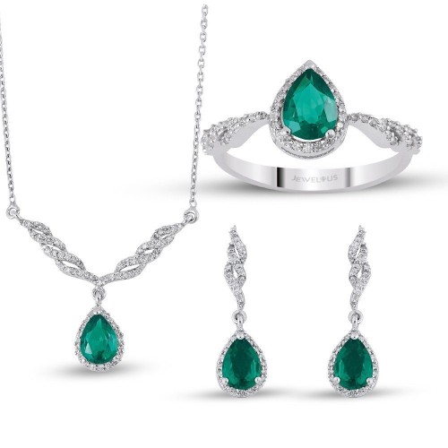 3.20 Karat Zümrüt Taşlı Pırlanta Set