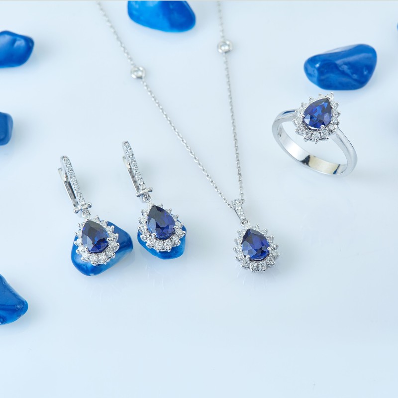 5.47  Karat Safir Taşlı Pırlanta Set