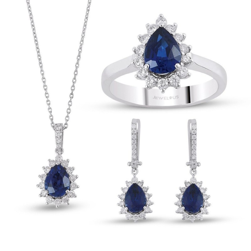 5.47  Karat Safir Taşlı Pırlanta Set