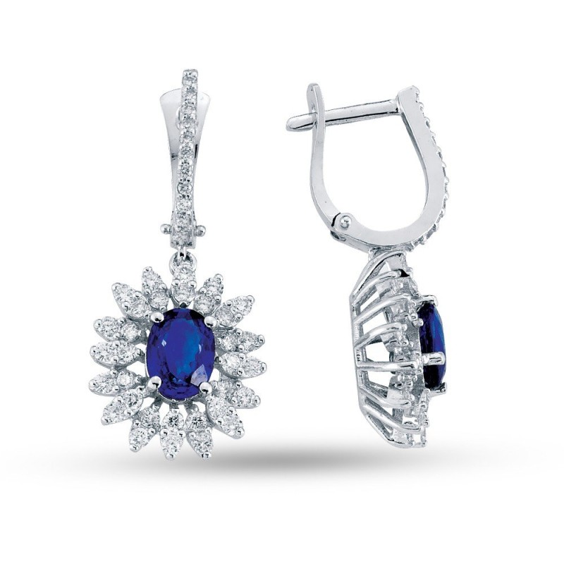 3.05 Karat Safir Taşlı Pırlanta Küpe