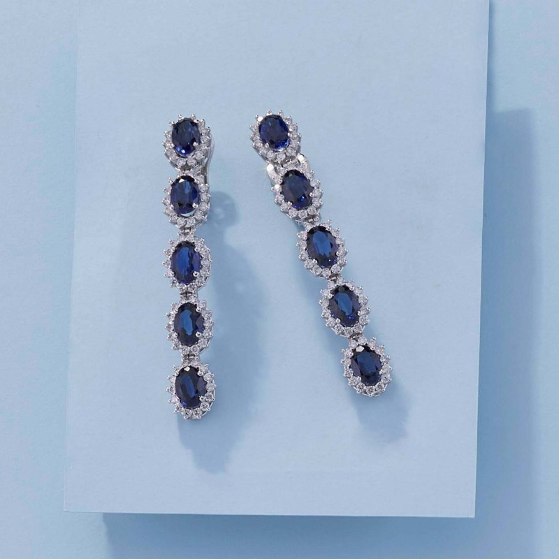 7.15 Karat Safir Taşlı Pırlanta Küpe