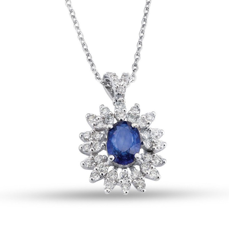 1.54 Karat Safir Taşlı Pırlanta Kolye