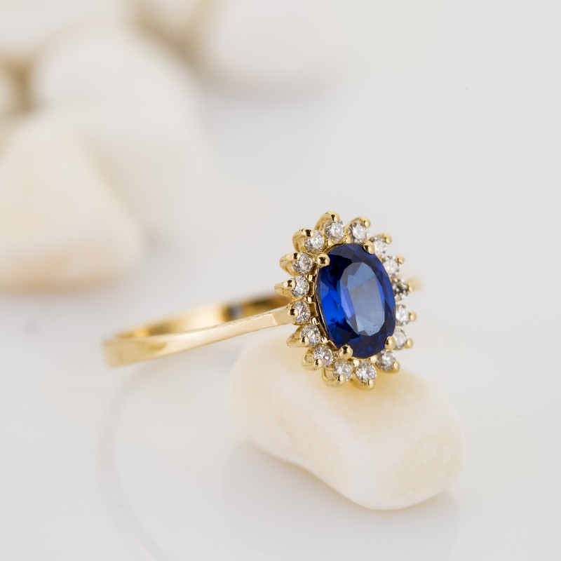 1.10 Karat Pırlanta Safir Taşlı Yüzük
