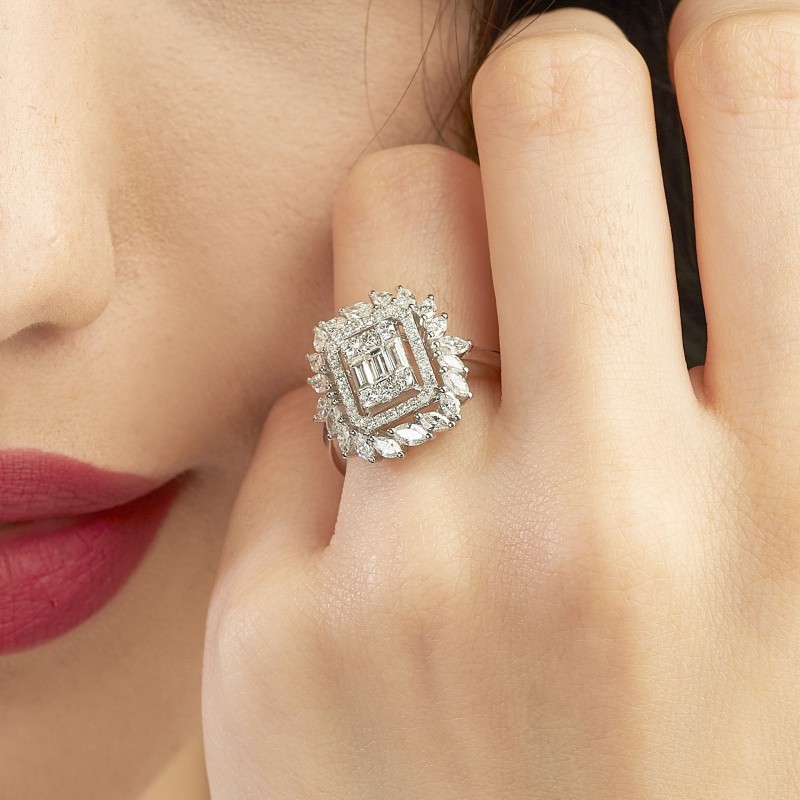 1.28 Karat Baget Pırlanta Yüzük