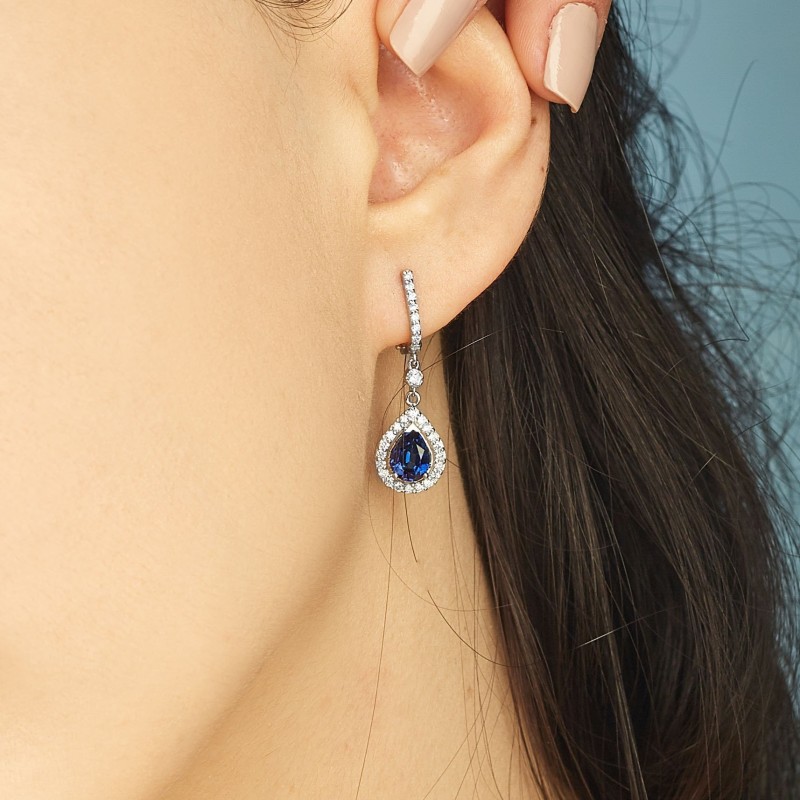 2.41 Karat Safir Taşlı Pırlanta Küpe