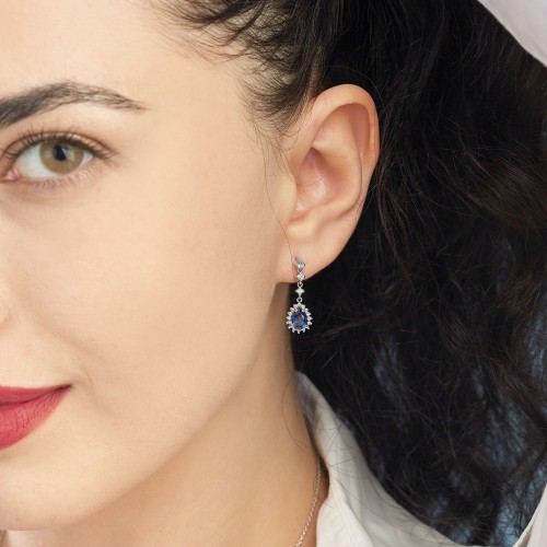 2.19 Karat Safir Taşlı Pırlanta Küpe