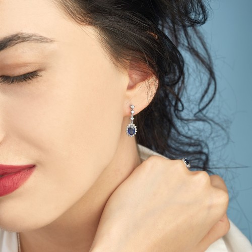 2.27 Karat Safir Taşlı Pırlanta Küpe