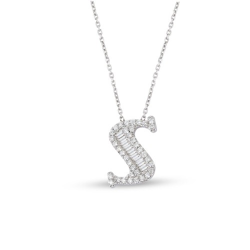 0.25 Karat Baget Pırlantalı S Harfi Kolye