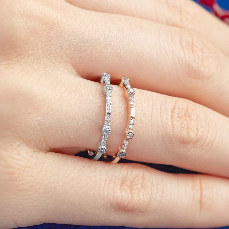 0.13 Karat Baget Pırlanta Minimal Yüzük
