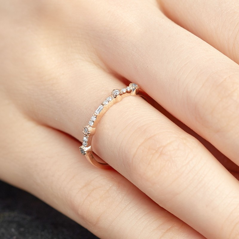 0.13 Karat Baget Pırlanta Minimal Yüzük