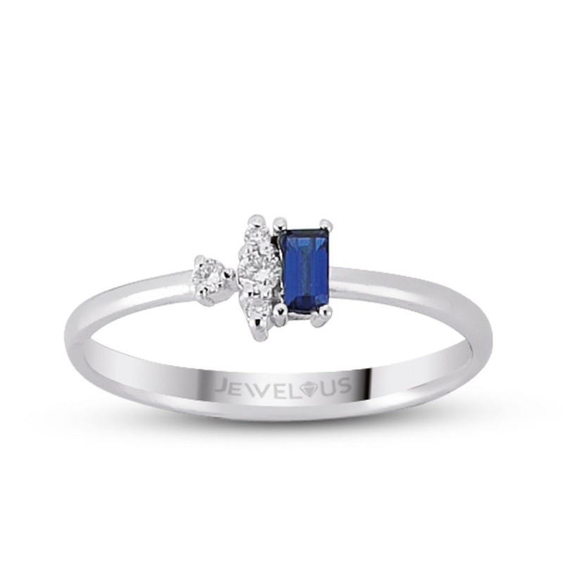 0.20 Karat Pırlanta Safir Taşlı Minimal Yüzük