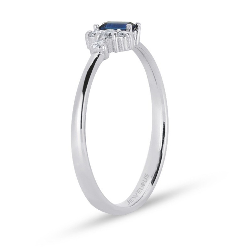 0.20 Karat Pırlanta Safir Taşlı Minimal Yüzük