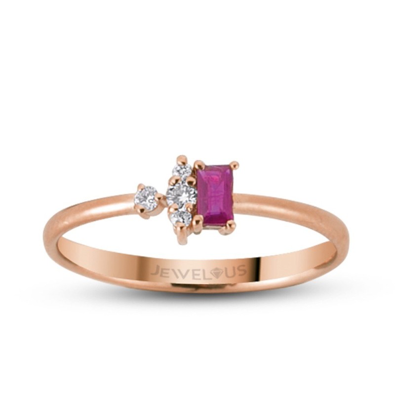 0.22 Karat Pembe Safir Taşlı Pırlanta Minimal Yüzük
