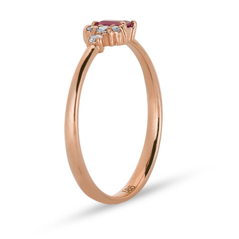 0.22 Karat Pembe Safir Taşlı Pırlanta Minimal Yüzük