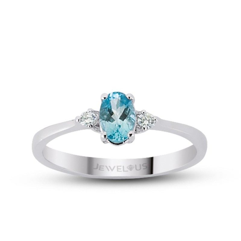 0.50 Karat Pırlanta Aquamarine Taşlı Minimal Yüzük