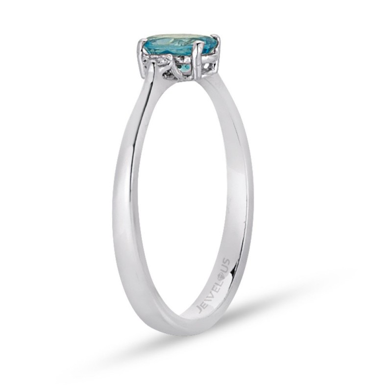 0.50 Karat Pırlanta Aquamarine Taşlı Minimal Yüzük