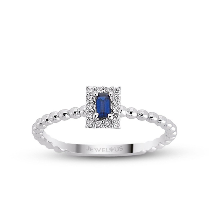 0.20 Karat Pırlanta Safir Taşlı Minimal Yüzük