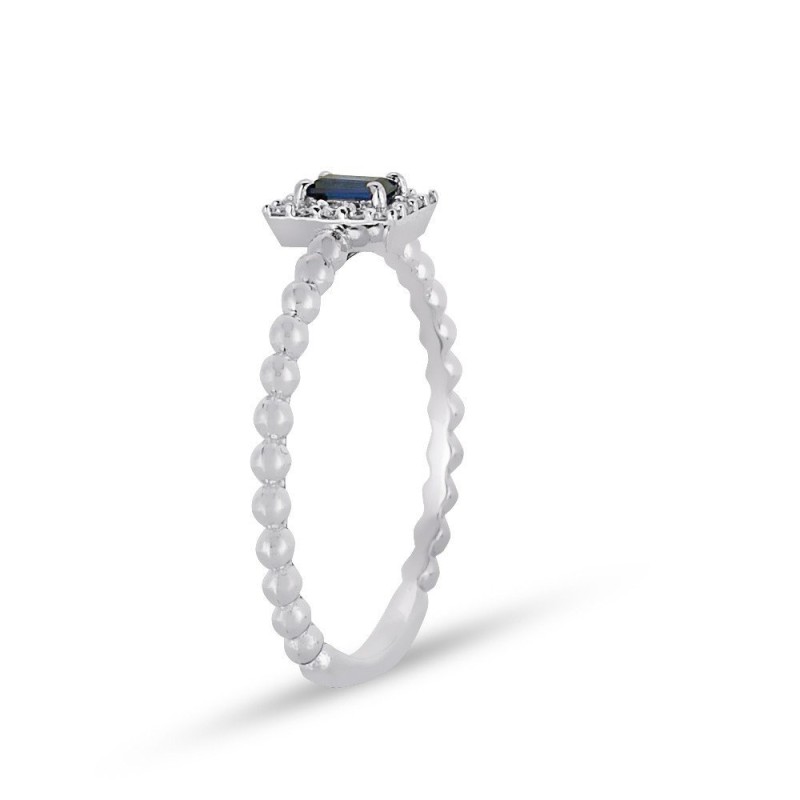 0.20 Karat Pırlanta Safir Taşlı Minimal Yüzük