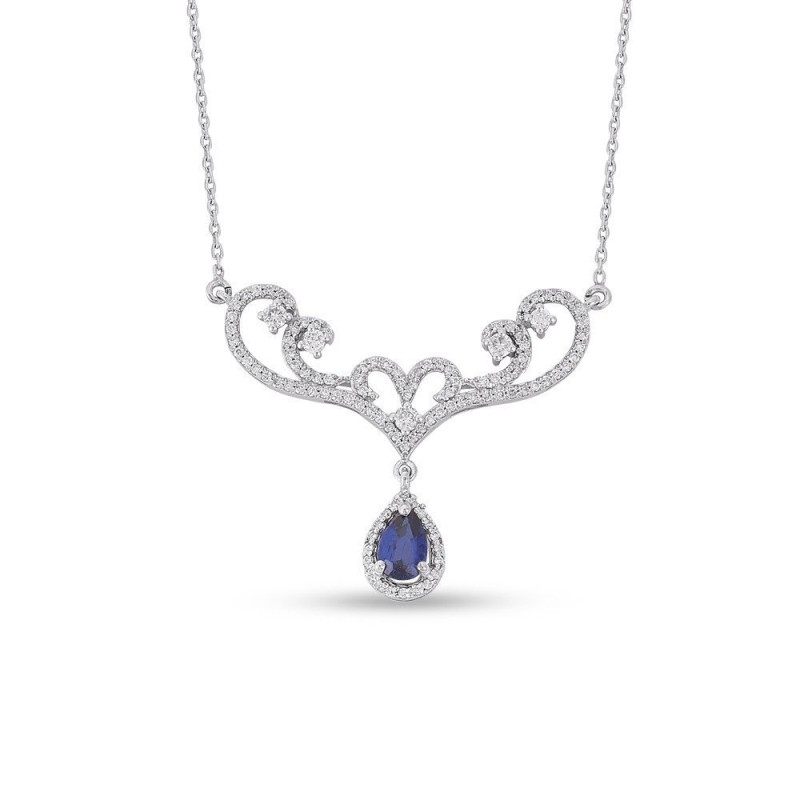 1.01 Karat Safir Taşlı Pırlanta Kolye