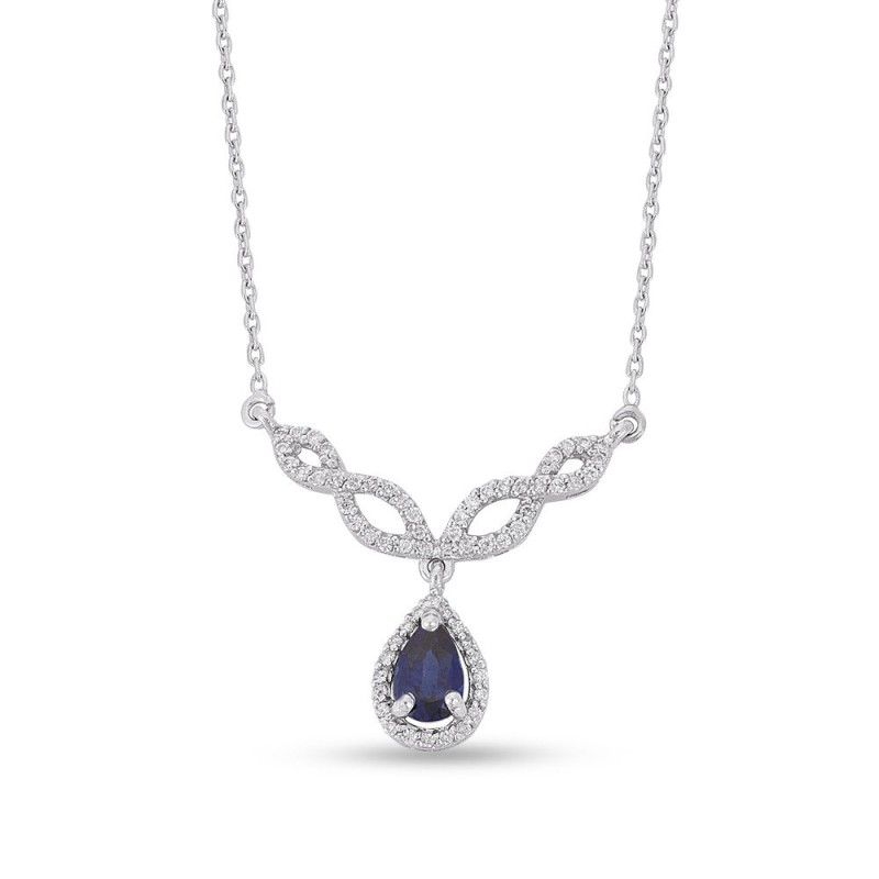 0.74 Karat Safir Taşlı Pırlanta Kolye