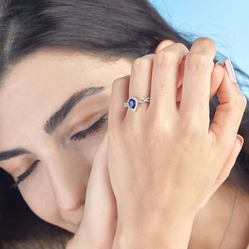 1.24 Karat Safir Taşlı Pırlanta Yüzük