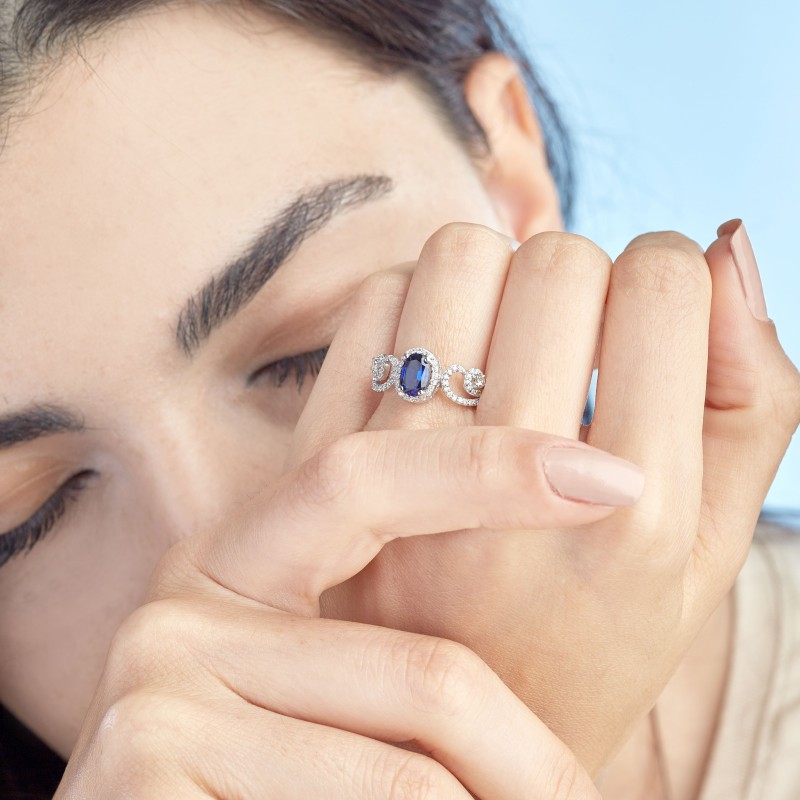 1.20 Karat Safir Taşlı Pırlanta Yüzük