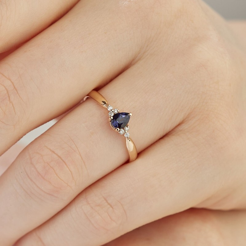 0.36 Karat Safir Taşlı Pırlanta Minimal Yüzük