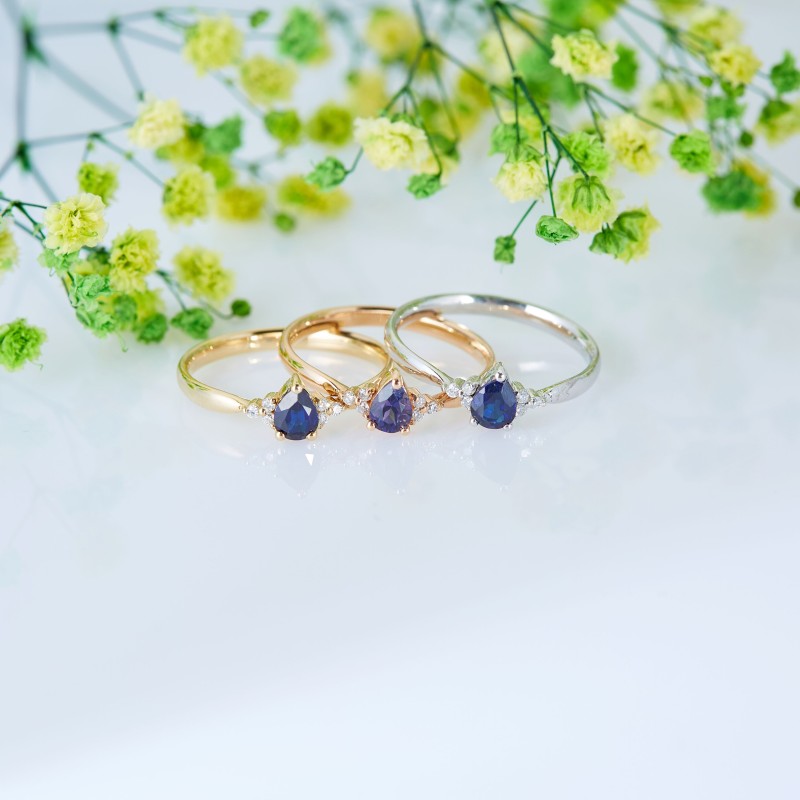 0.36 Karat Safir Taşlı Pırlanta Minimal Yüzük