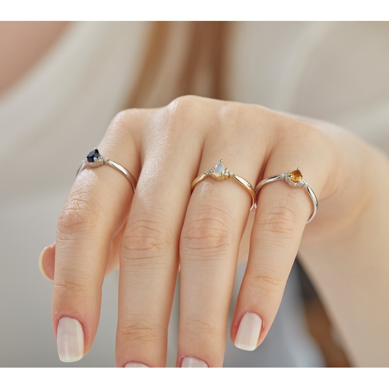 0.54 Karat Safir Taşlı Pırlanta Minimal Yüzük