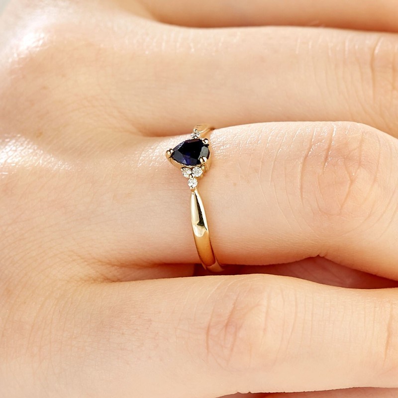 0.54 Karat Safir Taşlı Pırlanta Minimal Yüzük