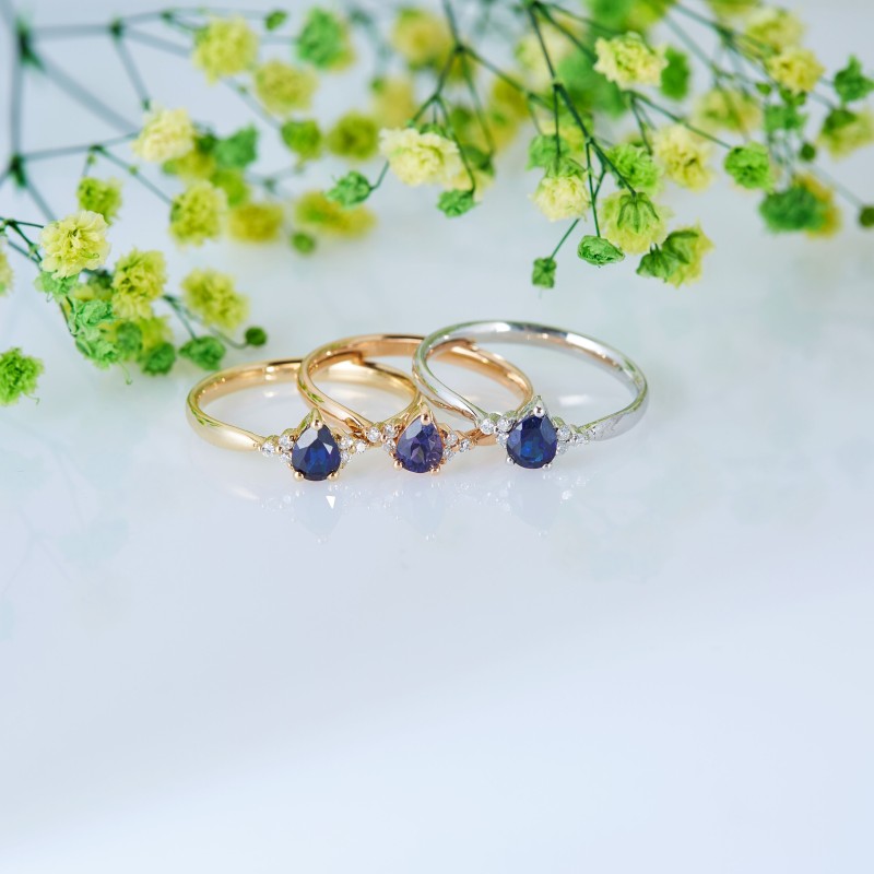 0.54 Karat Safir Taşlı Pırlanta Minimal Yüzük