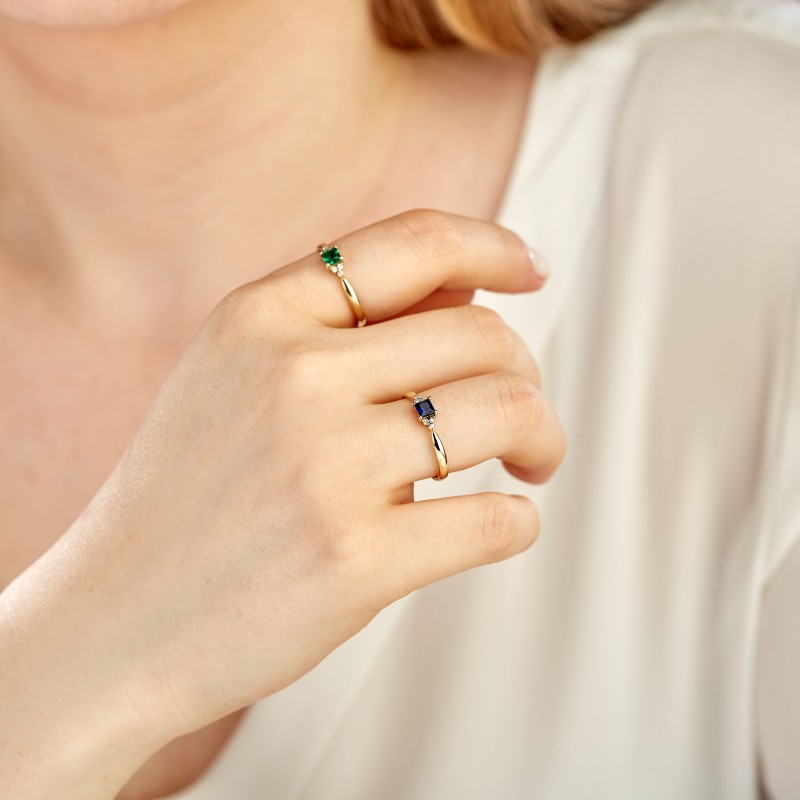 0.35 Karat Safir Taşlı Pırlanta Minimal Yüzük