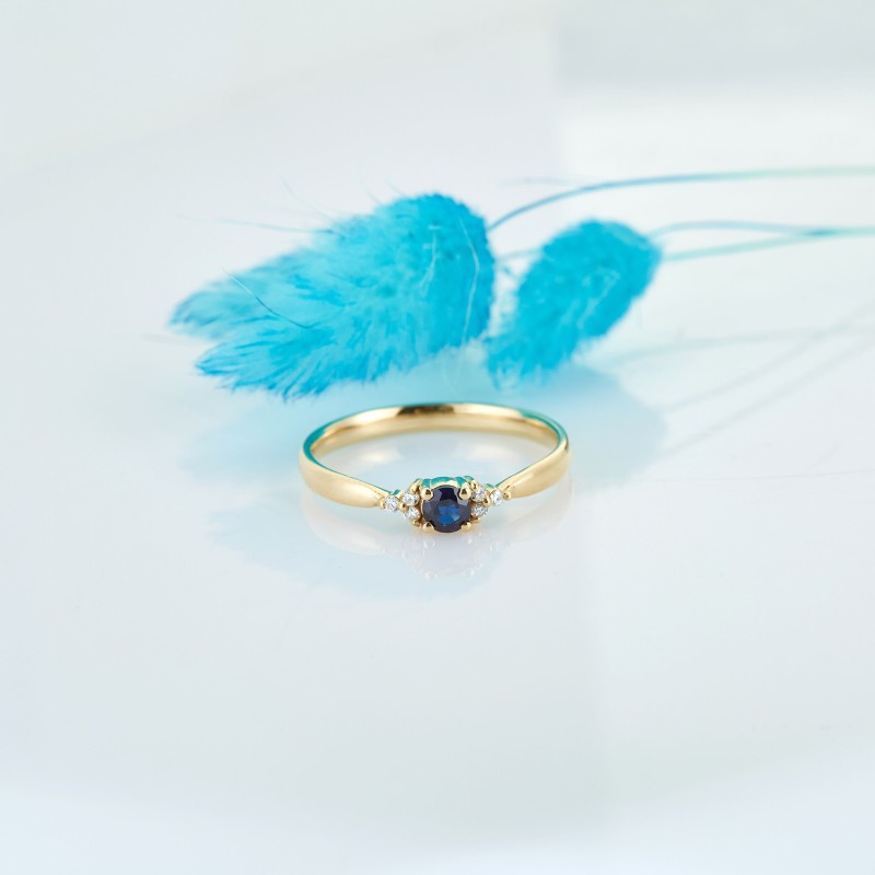 0.53 Karat Safir Taşlı Pırlanta Minimal Yüzük