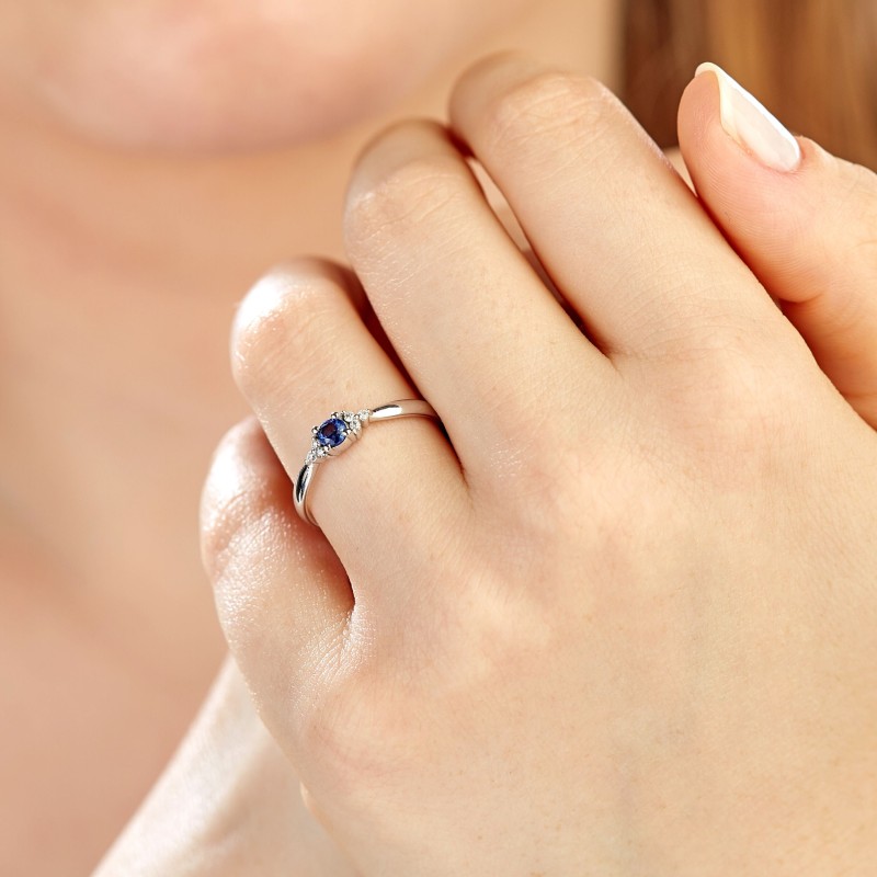 0.31 Karat Safir Taşlı Pırlanta Minimal Yüzük